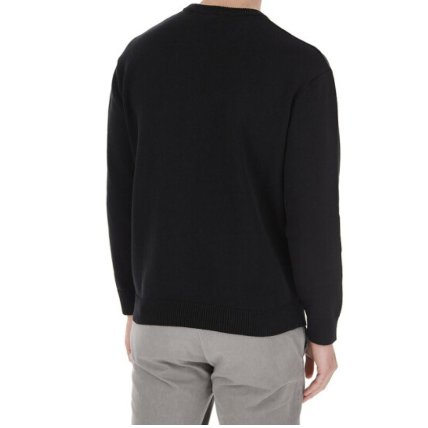 Image 4 of ケンゾーメンズレターパターンラウンドネック長袖ニットセーターブラック 5PU217-201 3LC 99